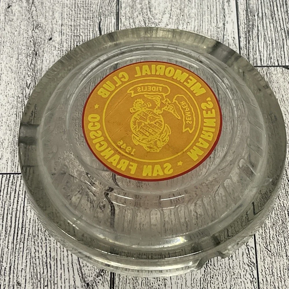 VINTAGE  1946 MARINE'S MEMORIAL CLUB SAN FRANCISCO SEMPER FIDELIS ASHTRAY
